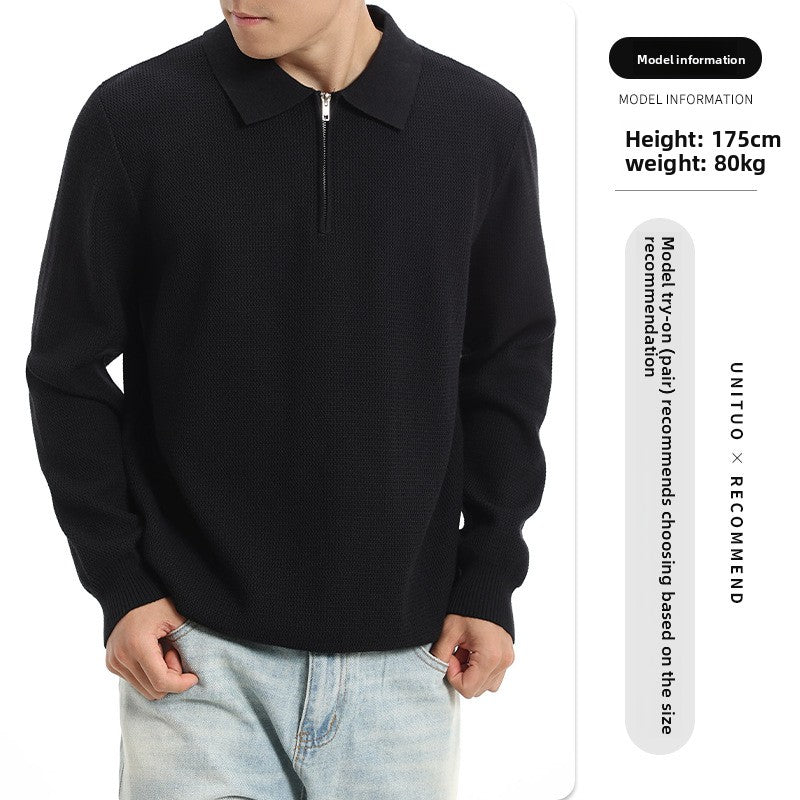 Polo en tricot à manches longues pour homme