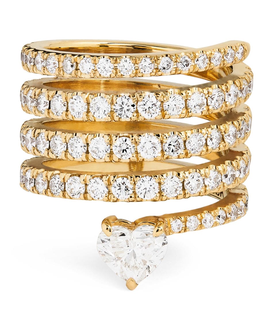 Bague Cœur zircone or antique à anneau enveloppant