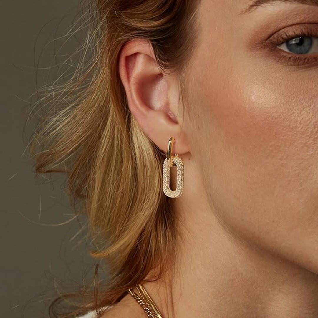 Boucles d'oreilles anneaux Géométriques à strass rétro