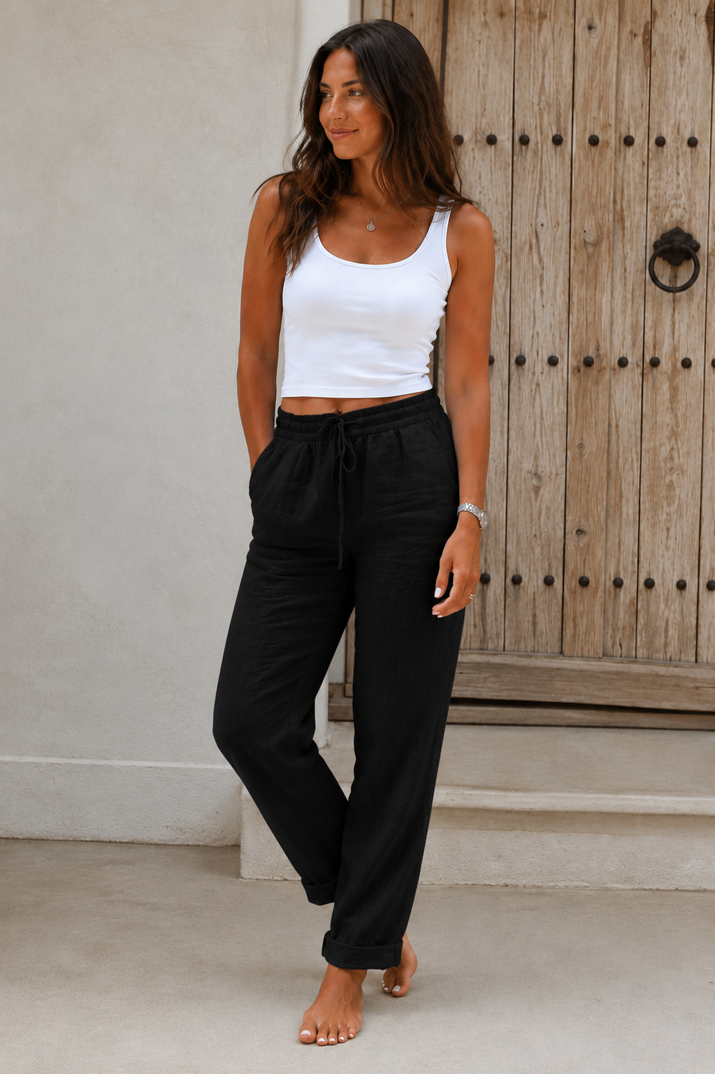 Pantalon confort en lin