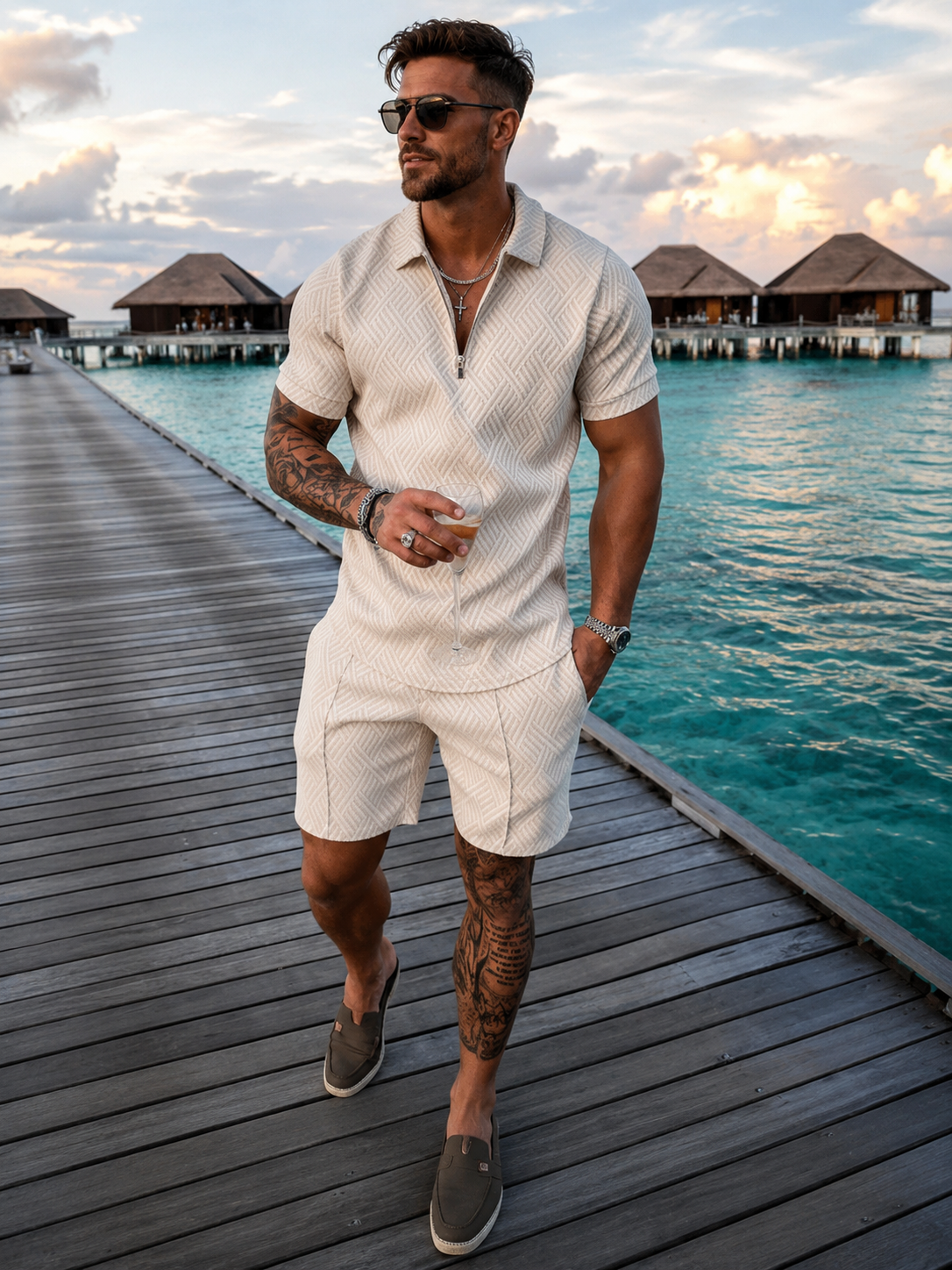 Ensemble d'été chemise et short en lin