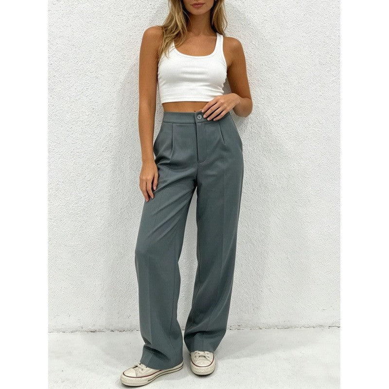 Pantalon habillé fluide à jambe droite pour femme