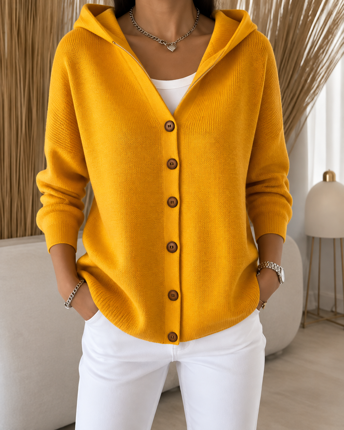 Sofia | Cardigan à capuchon en tricot doux