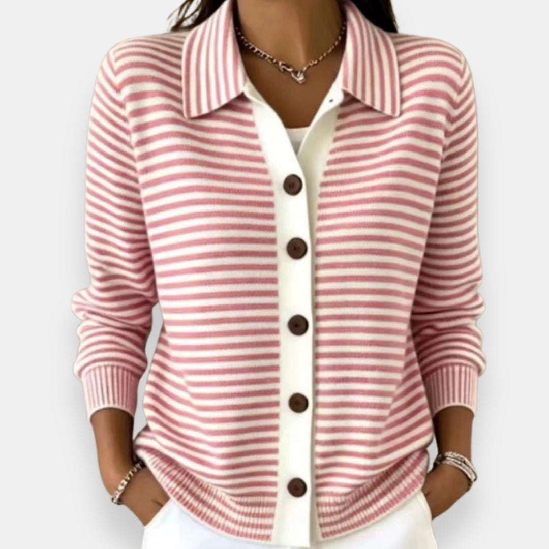 Nola™ | Cardigan rayé boutonné