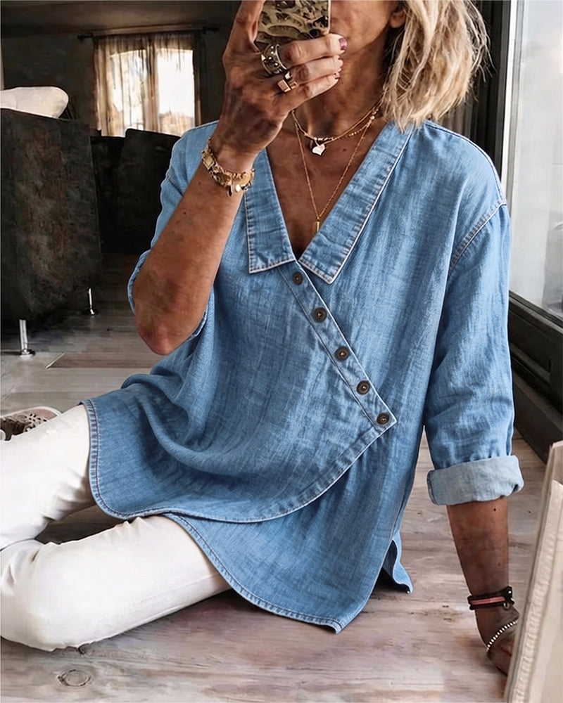 Veronica | Chemise en denim boutonnée