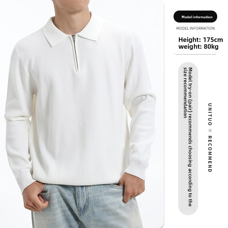 Polo en tricot à manches longues pour homme