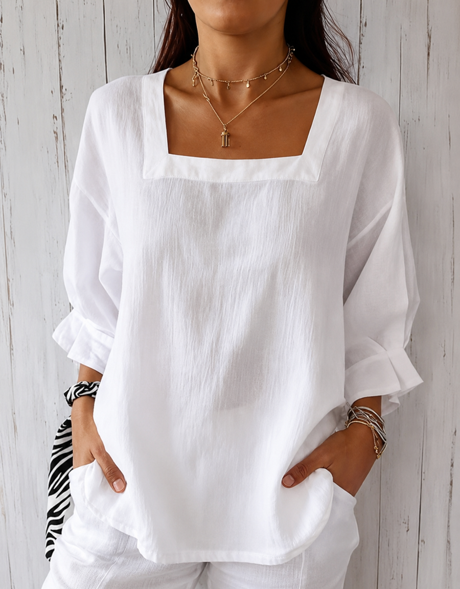 Blouse élégante à encolure carrée – Sofia