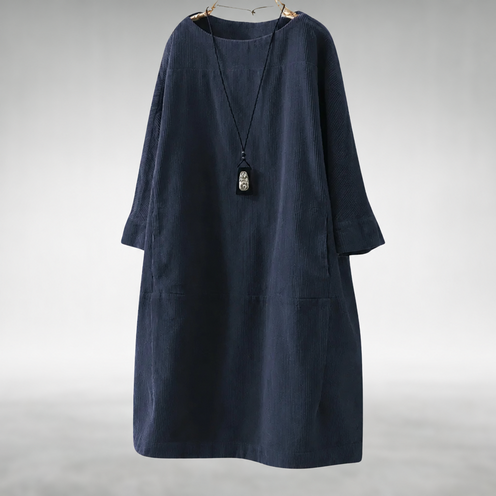 Amy™ | Robe midi confortable en velours côtelé