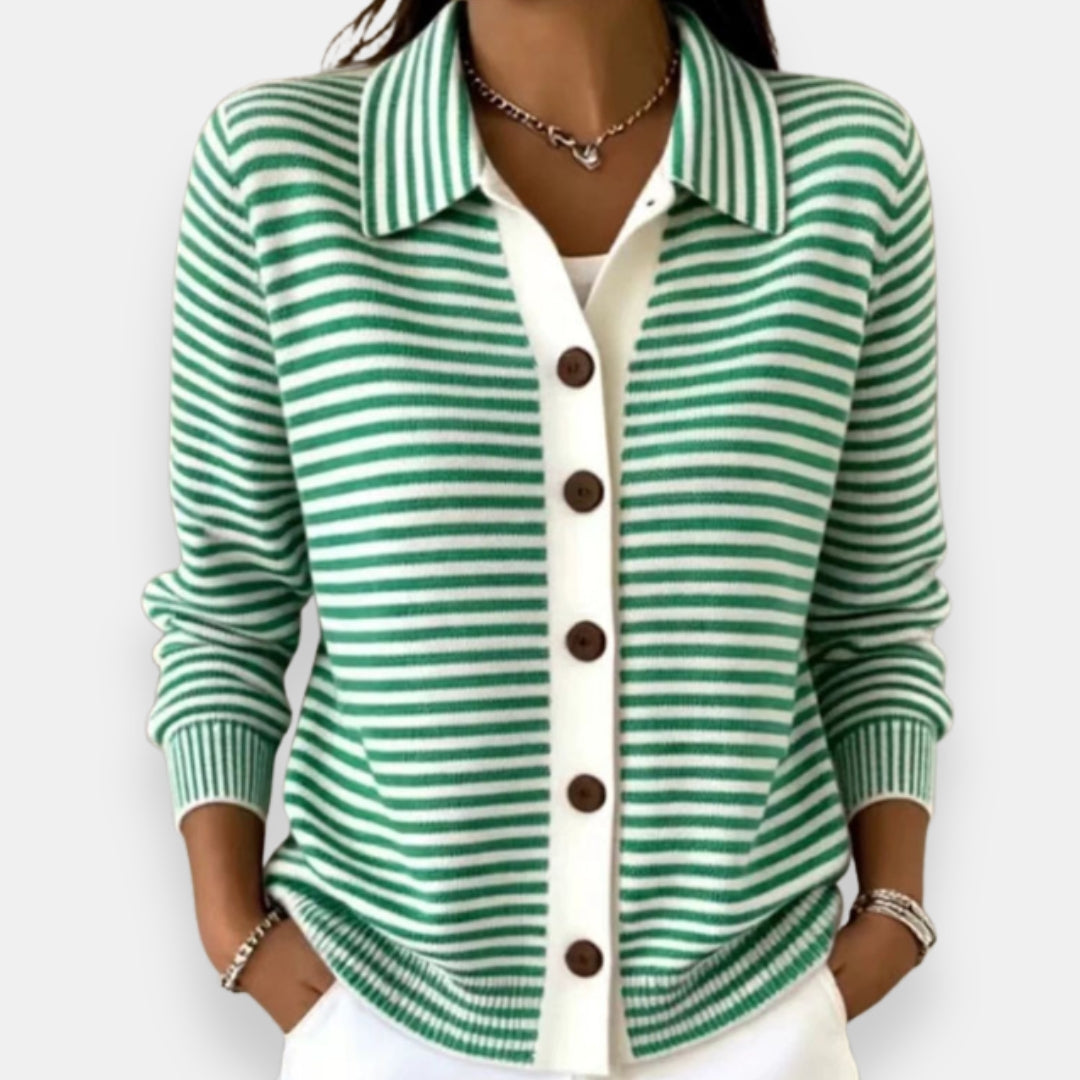 Nola™ | Cardigan rayé boutonné