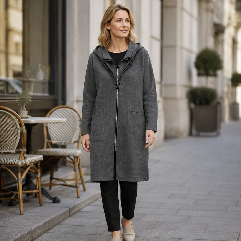 Vittoria | Veste longue à capuchon et double fermeture éclair