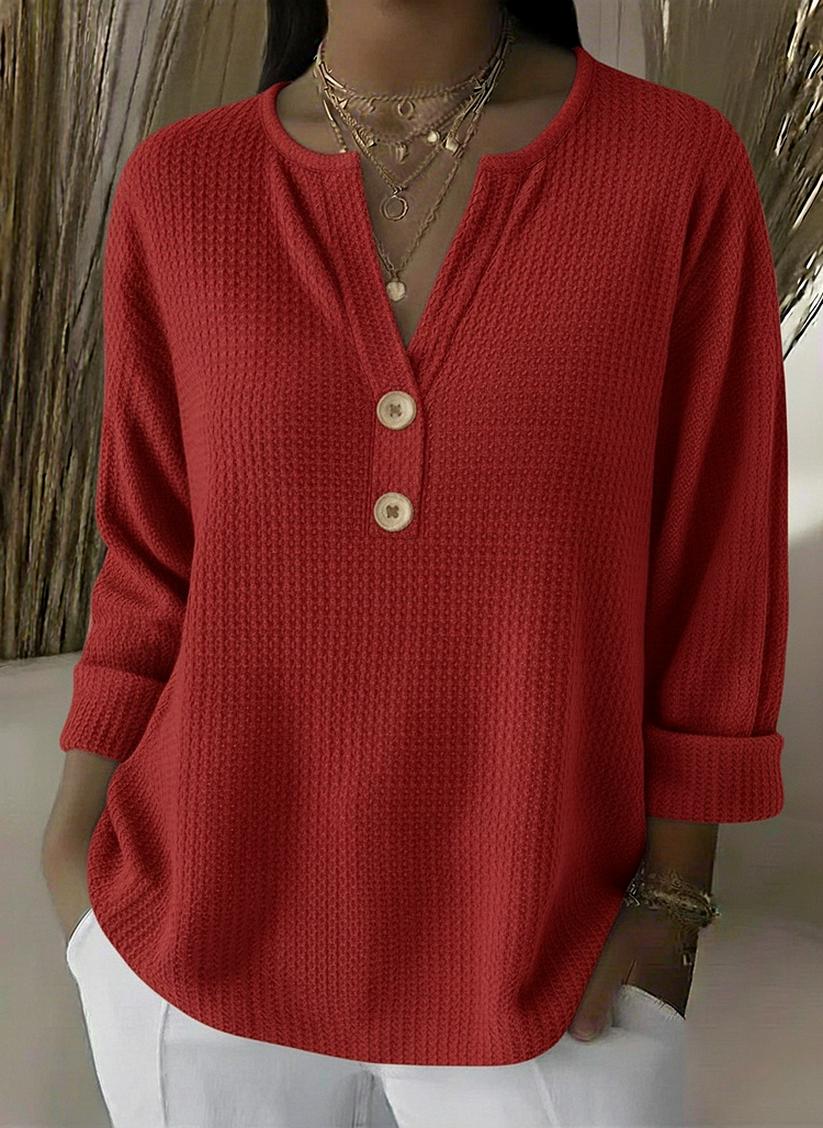 Elena | T-shirt Henley rayé à boutons