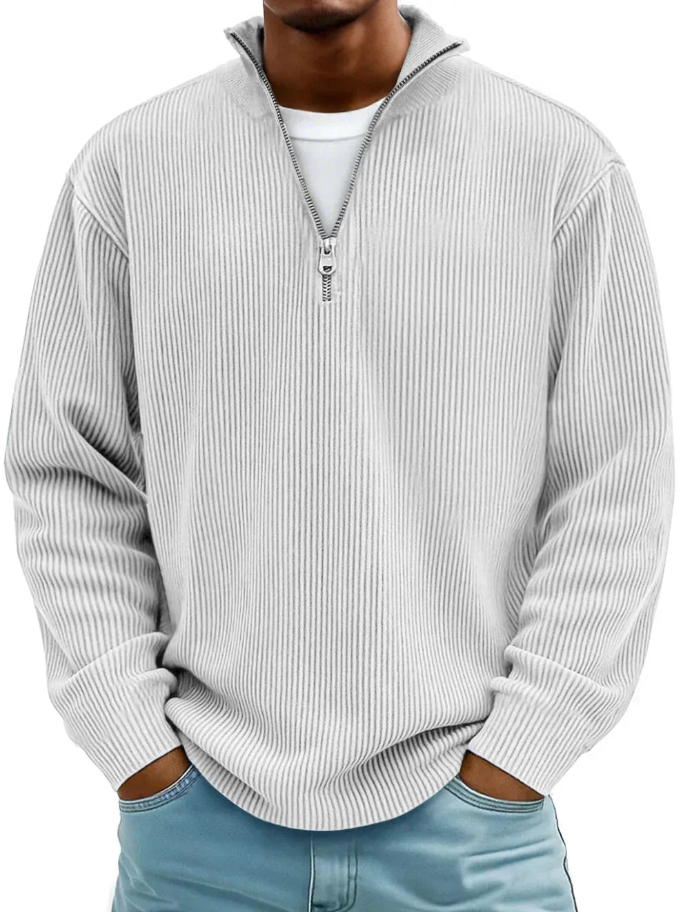Donato | Chandail côtelé demi-zip