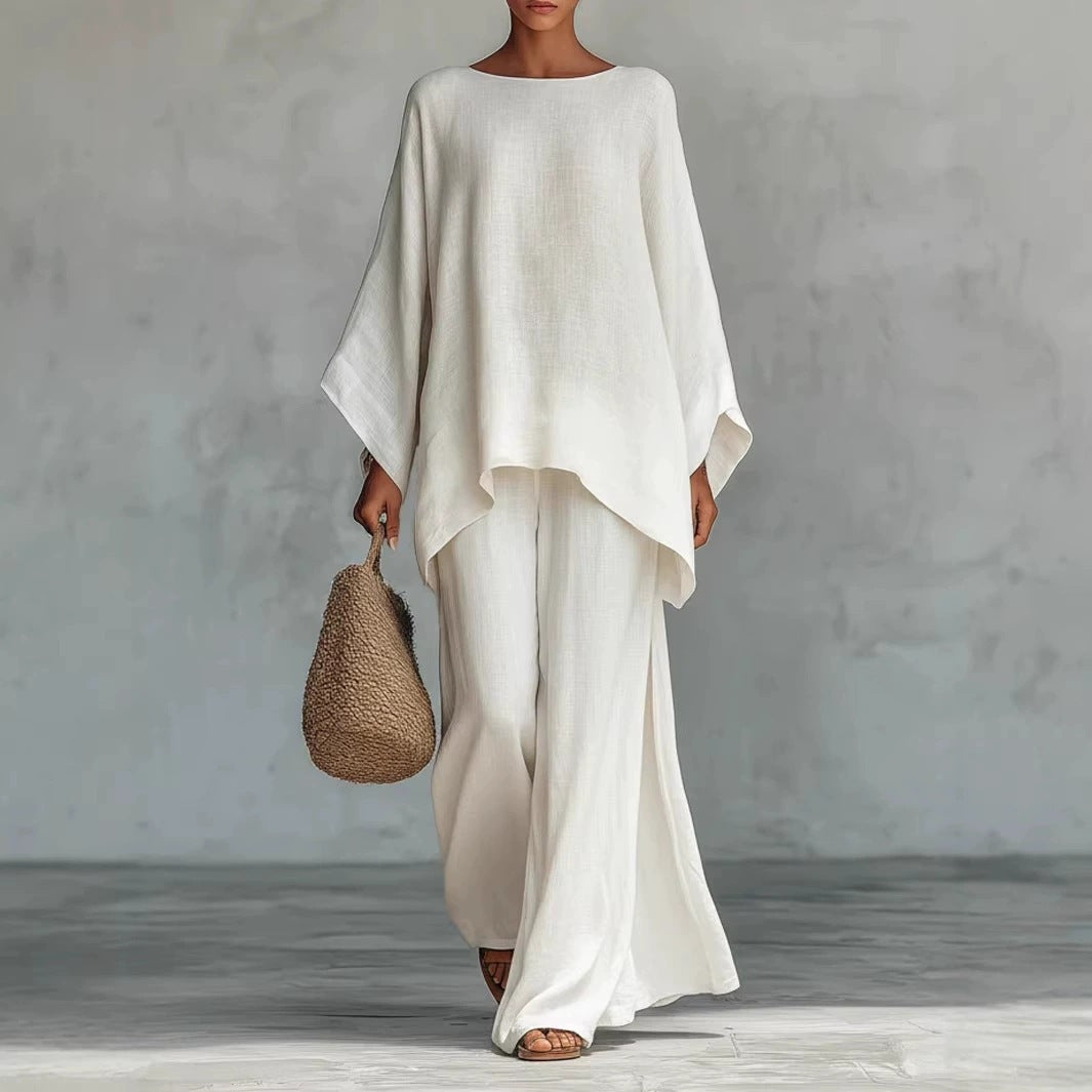 Chemise et pantalon en mélange de lin pour femme