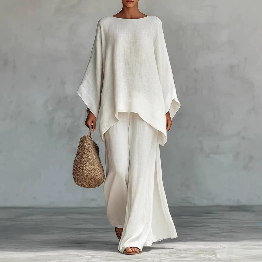 Chemise et pantalon en mélange de lin pour femme