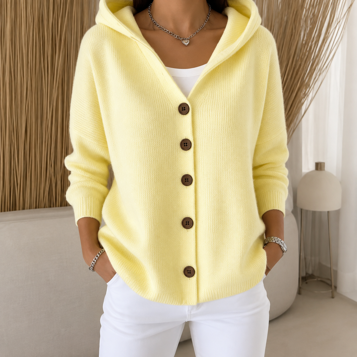 Sofia | Cardigan à capuchon en tricot doux