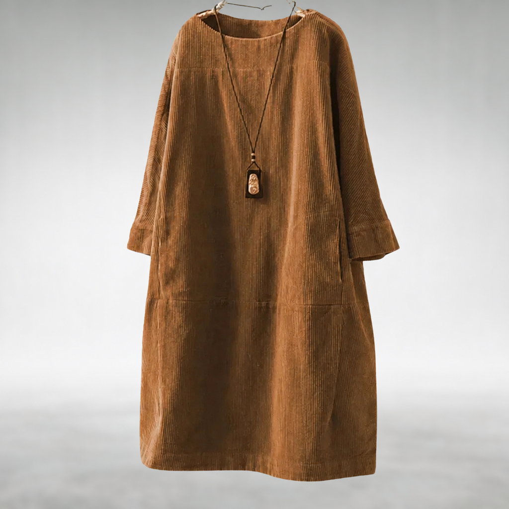 Amy™ | Robe midi confortable en velours côtelé
