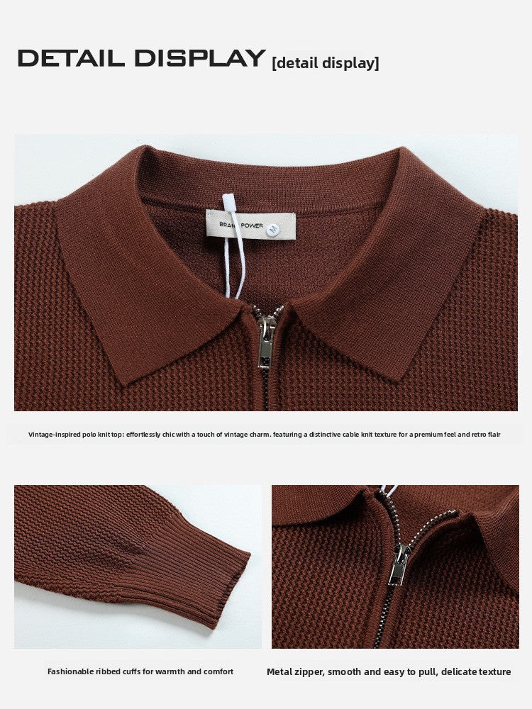 Polo en tricot à manches longues pour homme