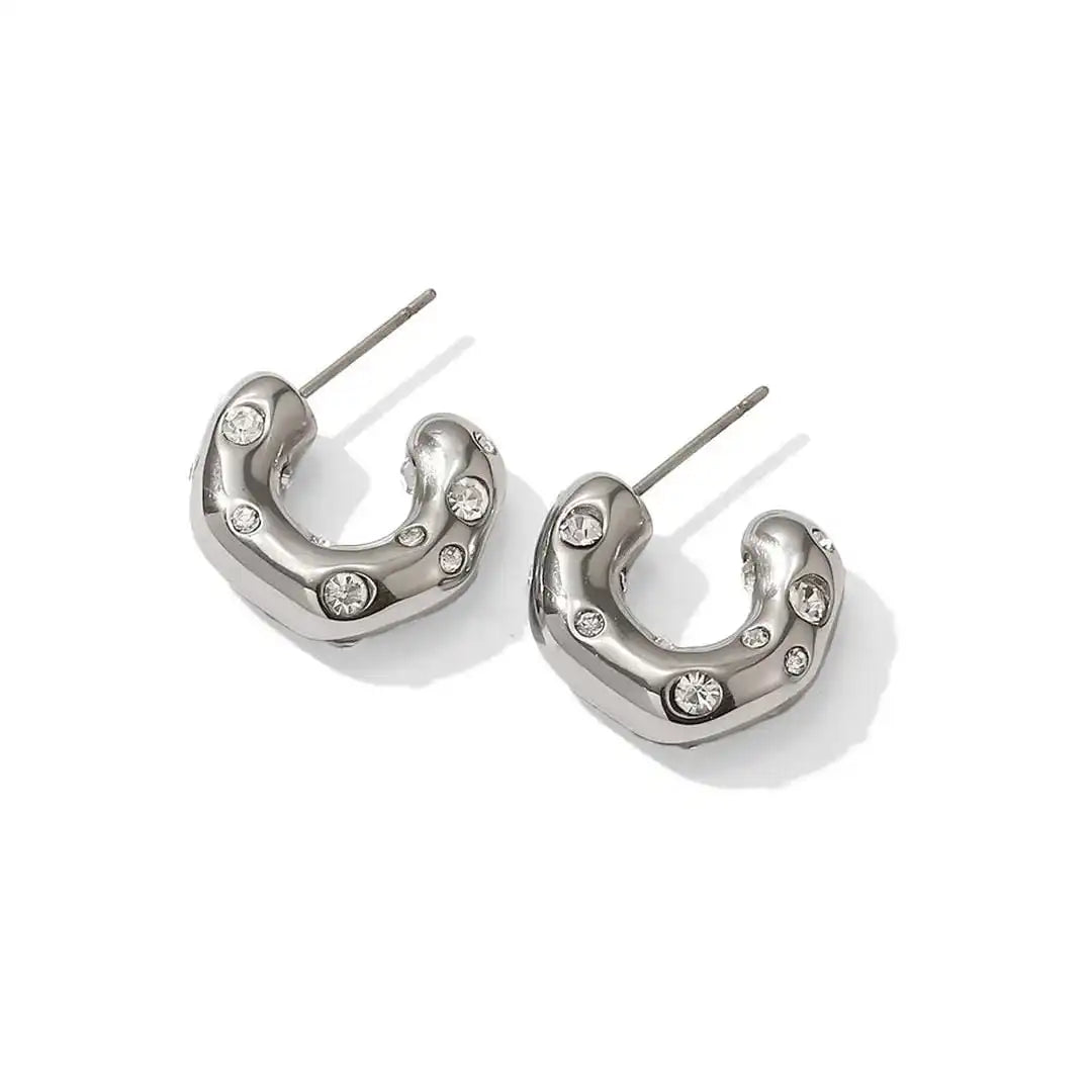 Boucles d'oreilles anneaux Zircon dorés scintillants