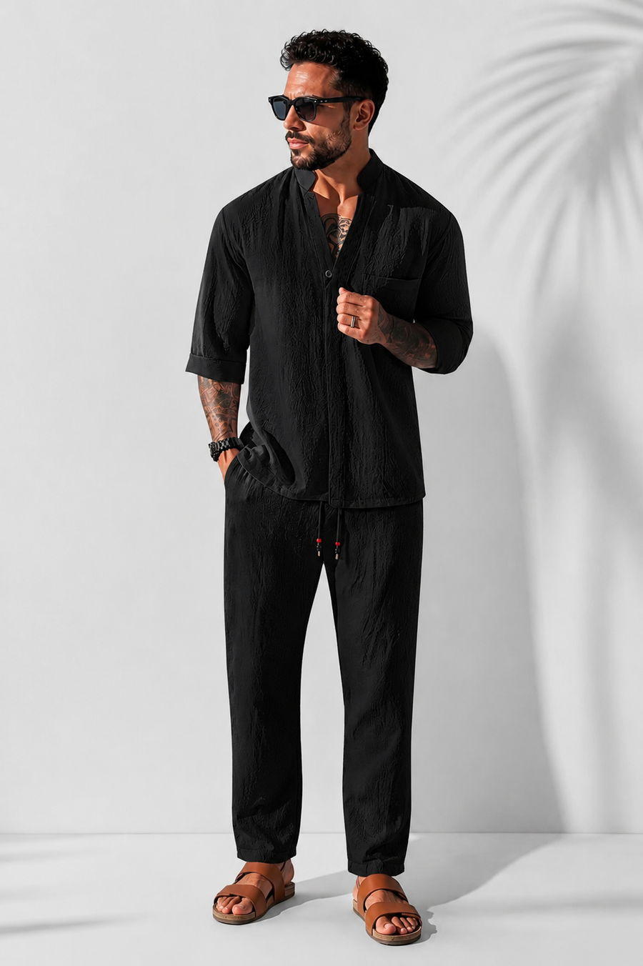 Ensemble d'été en lin pour homme – chemise et pantalon respirants