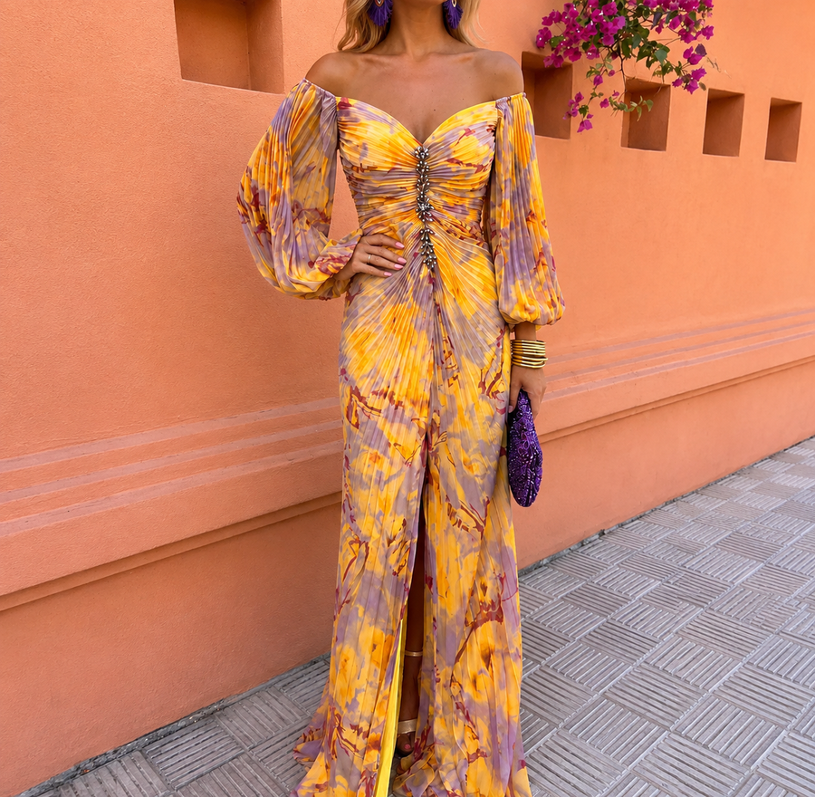 Greta™ – Robe longue élégante à motif floral