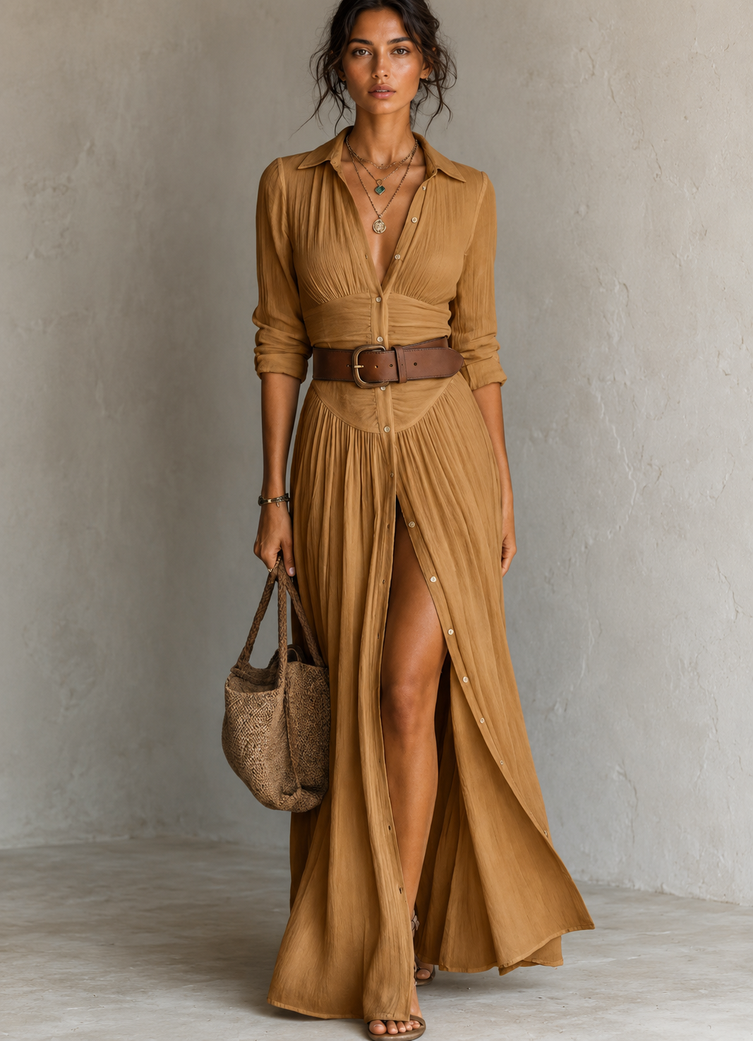 Odetta™ – Robe longue élégante avec ceinture à la taille