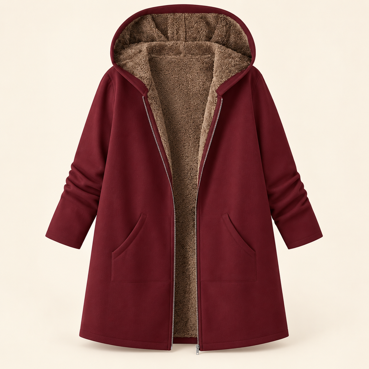 Evelyn | Manteau douillet à capuchon doublé sherpa