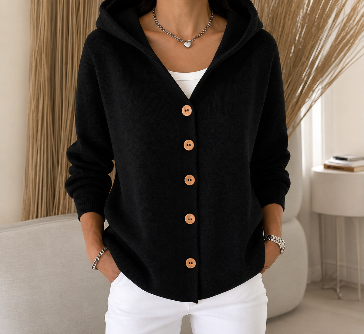 Sofia | Cardigan à capuchon en tricot doux