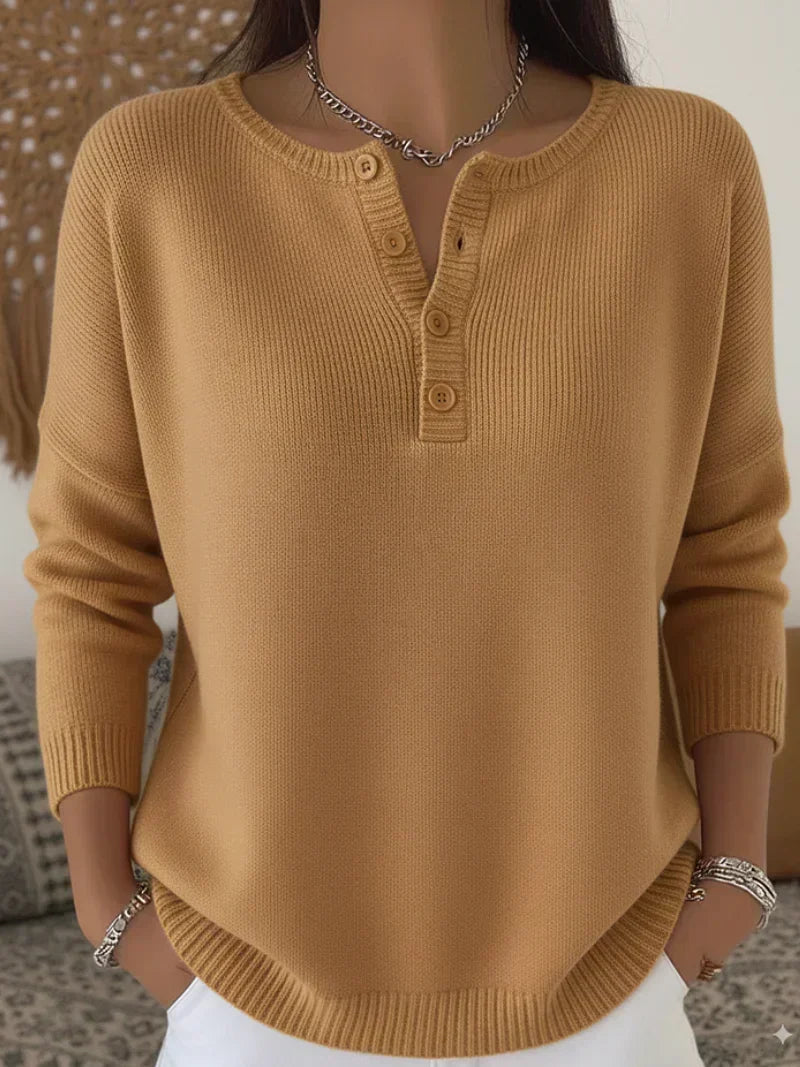 Beatriz | Chandail en tricot à boutons Henley