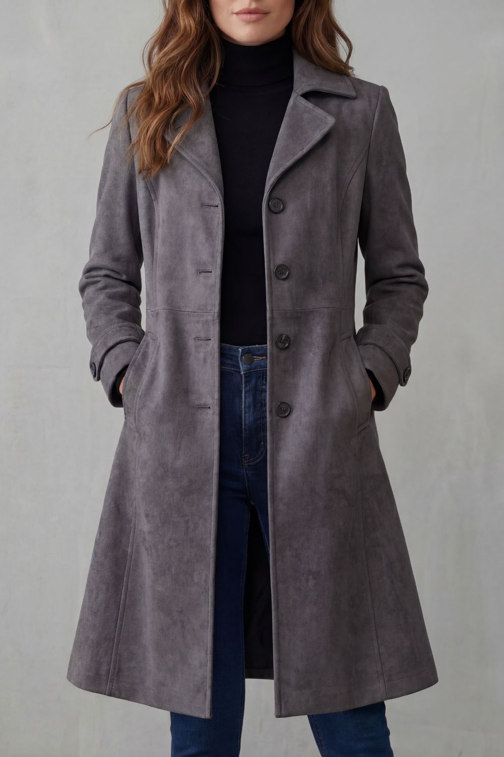 Disa | Long manteau au fini suède vintage