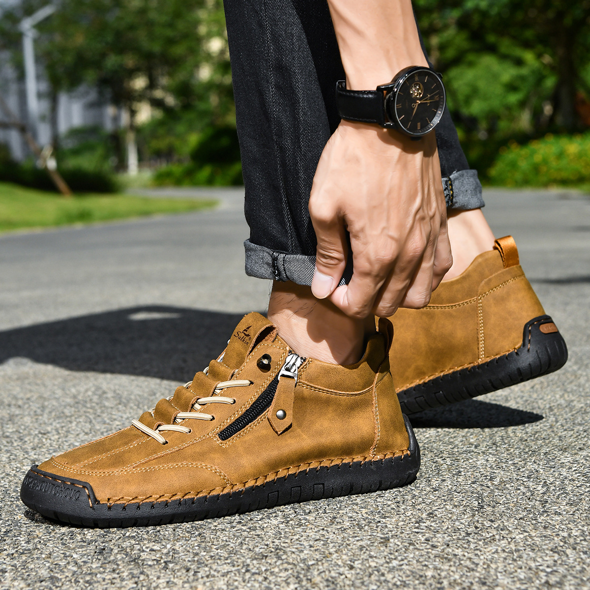 Giovanni | Chaussures en nubuck avec fermeture éclair