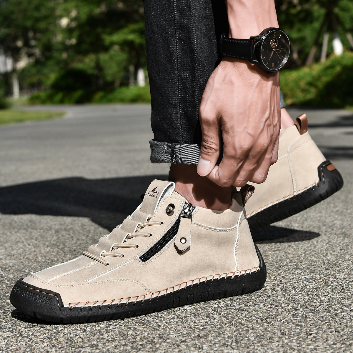 Giovanni | Chaussures en nubuck avec fermeture éclair