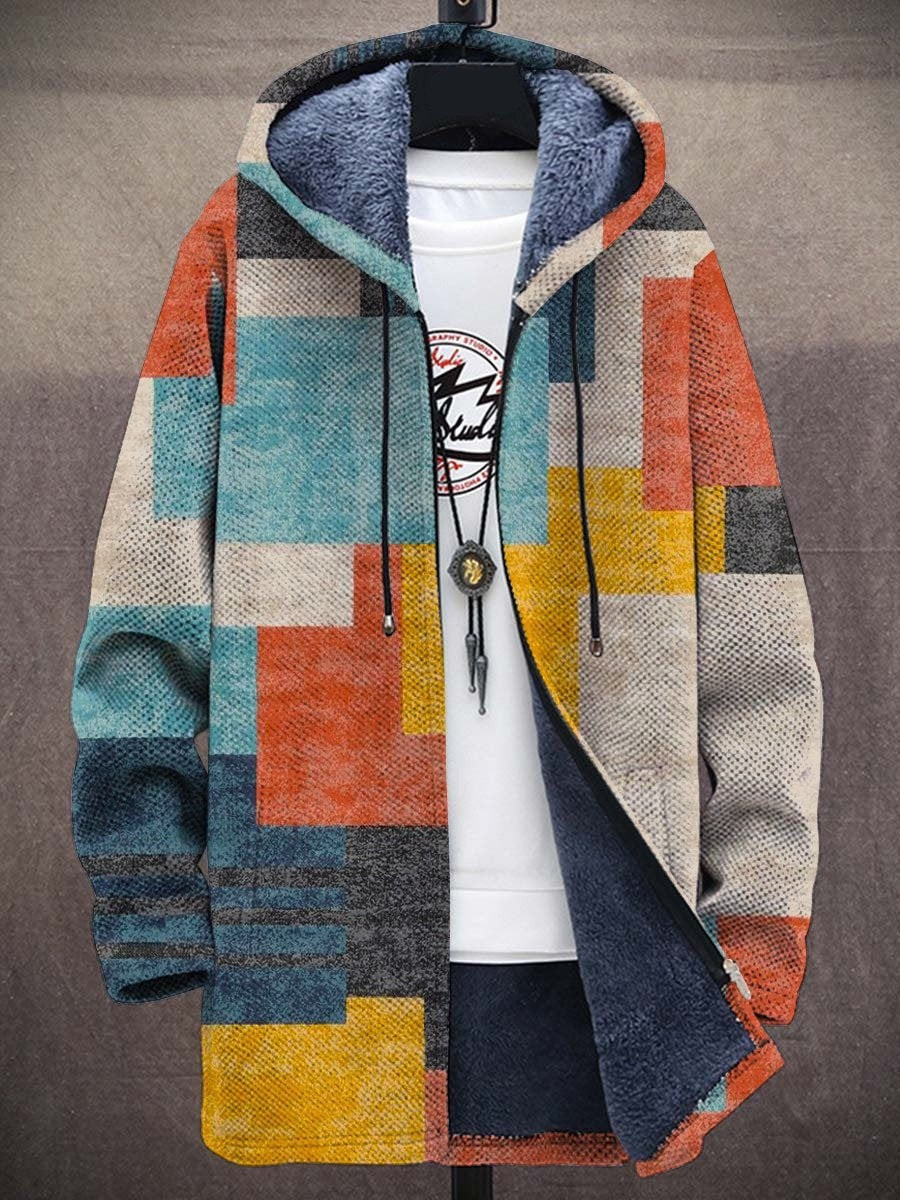 Rosangela | Veste en tricot à capuchon et imprimé artistique