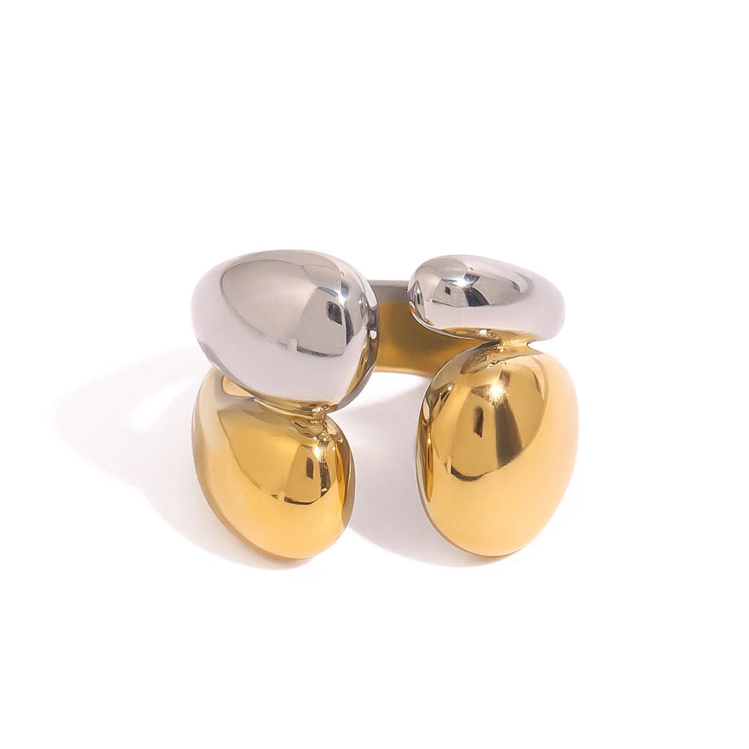Bague empilable bicolore or et argent