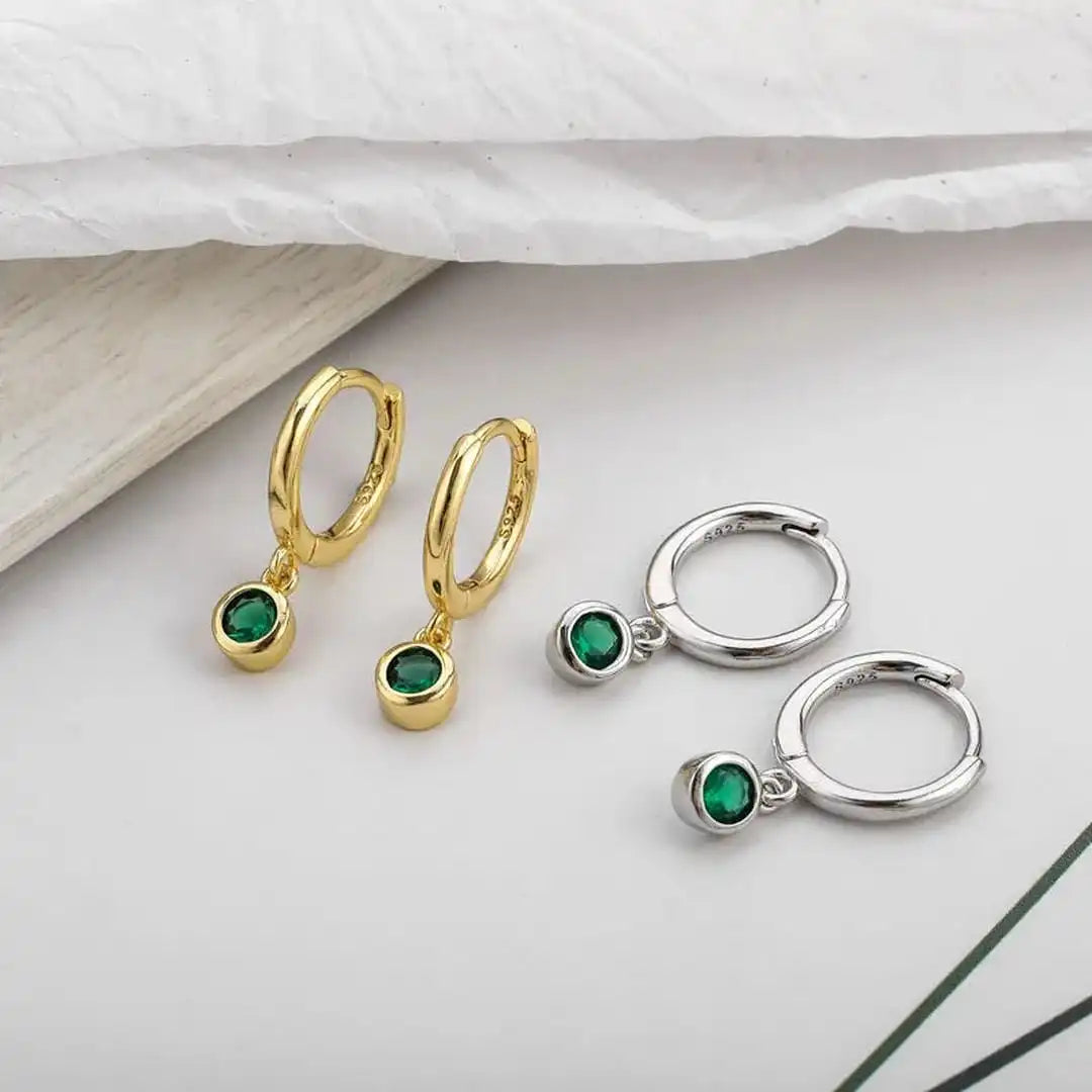 Boucles d'oreilles Zircon vert scintillantes