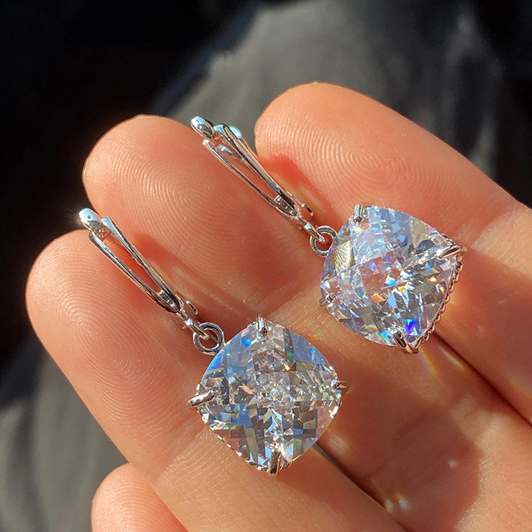 Boucles d'oreilles pendantes Zircone or blanc