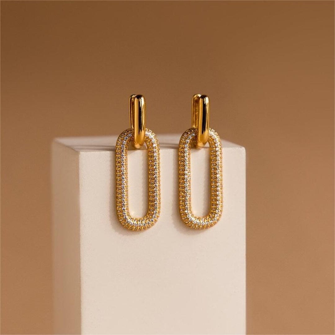 Boucles d'oreilles anneaux Géométriques à strass rétro