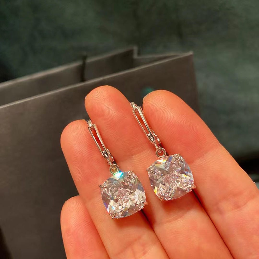 Boucles d'oreilles pendantes Zircone or blanc