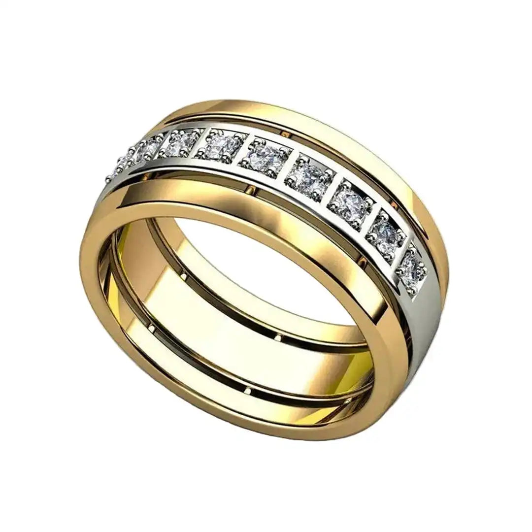 Bague bicolore à zircons