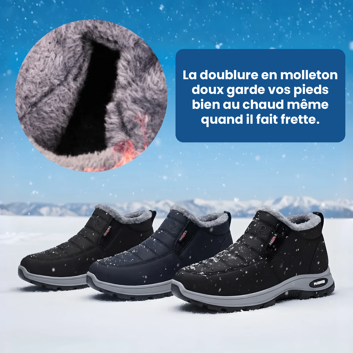 Sianna™ | Bottillons matelassés imperméables à enfiler – Noir