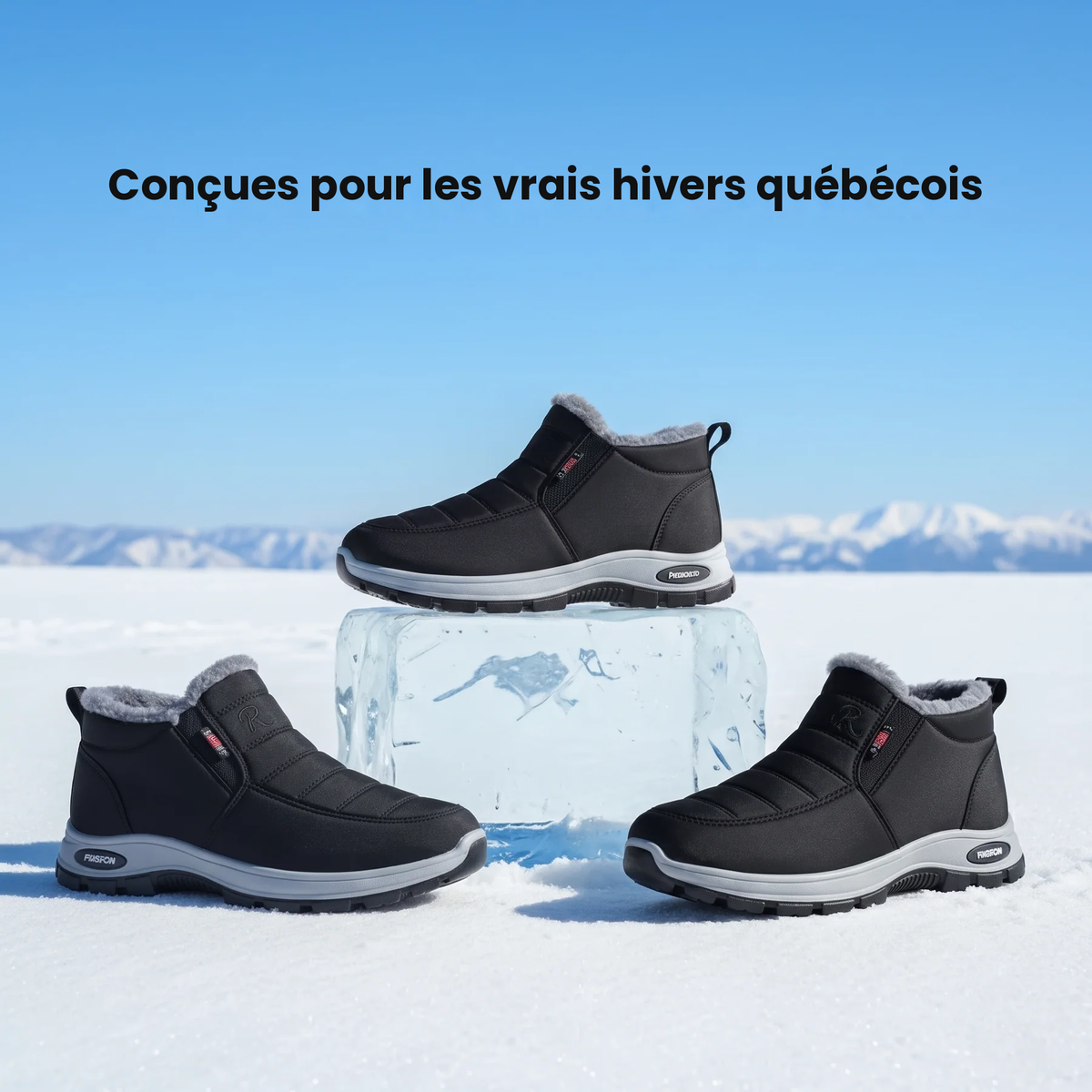 Sianna™ | Bottillons matelassés imperméables à enfiler – Noir