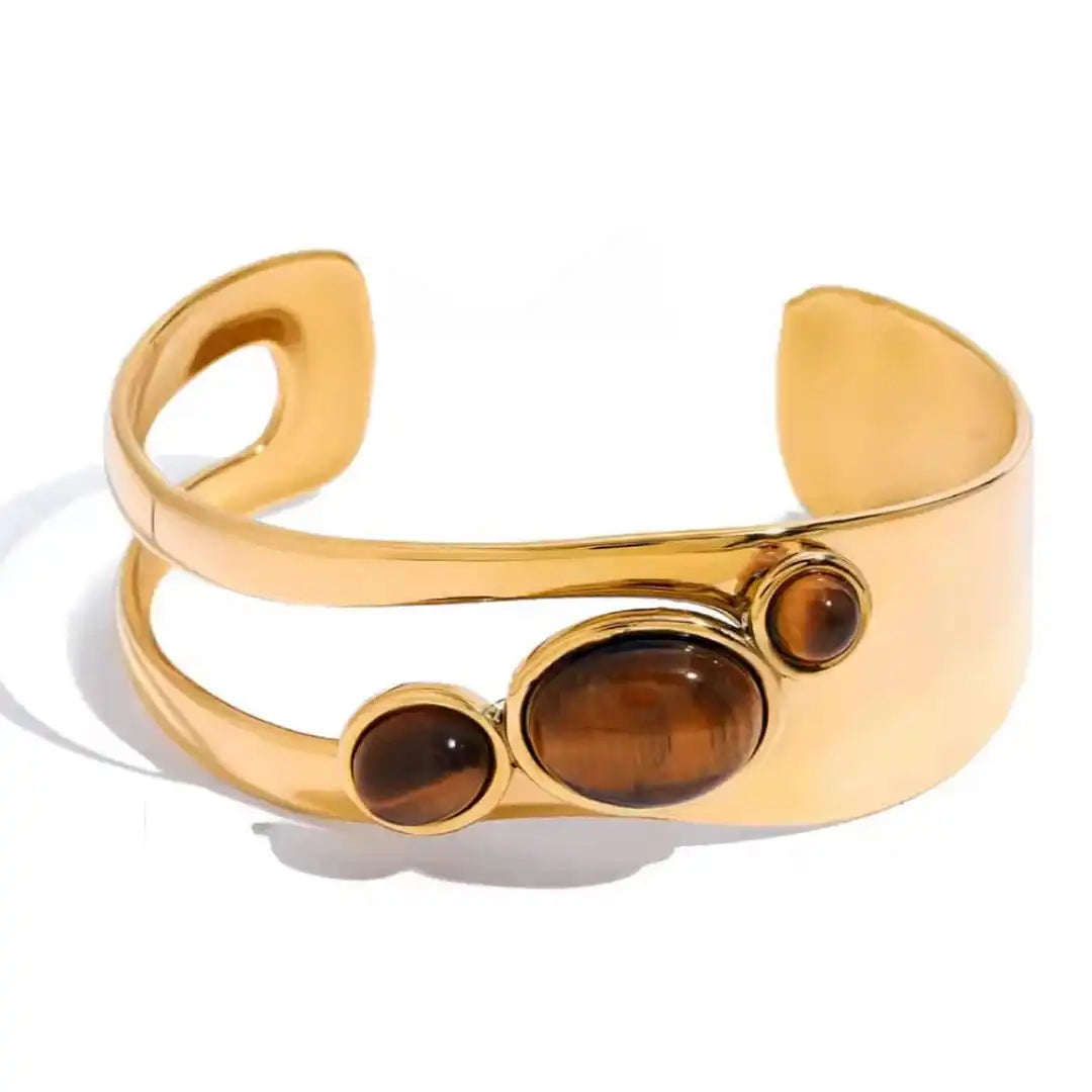 Bracelet Œil de tigre doré vintage
