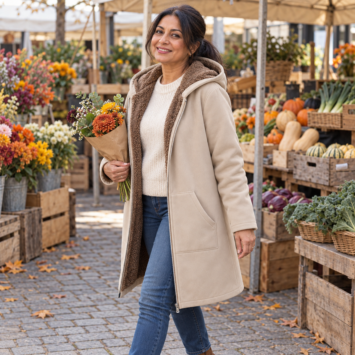 Evelyn | Manteau douillet à capuchon doublé sherpa