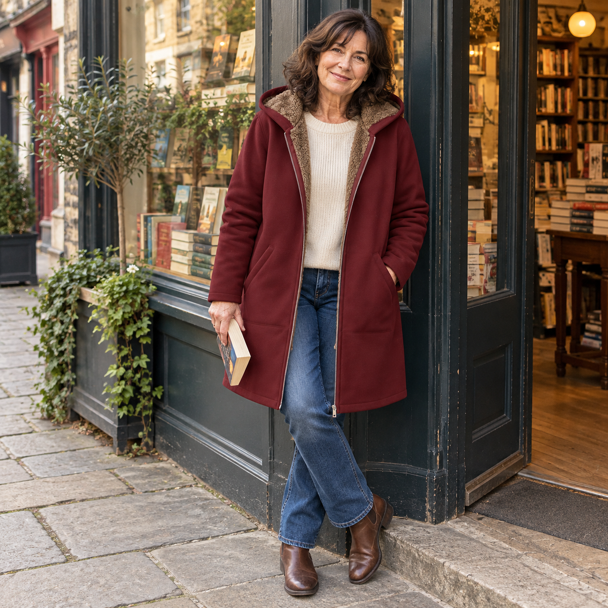 Evelyn | Manteau douillet à capuchon doublé sherpa