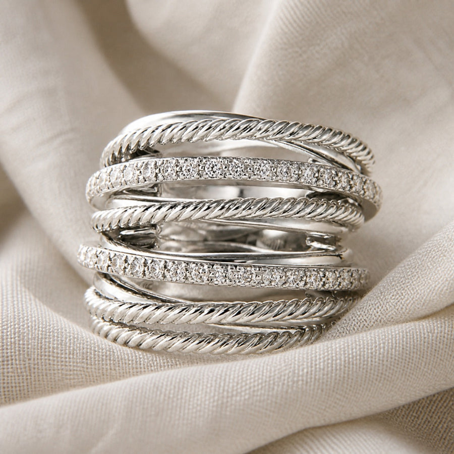 Bague Croix zircone étagée
