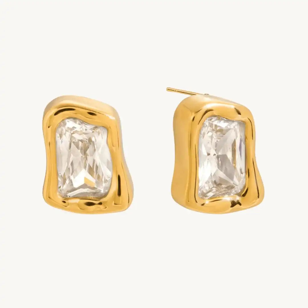 Boucles d'oreilles Carrés zircon dorés intemporels