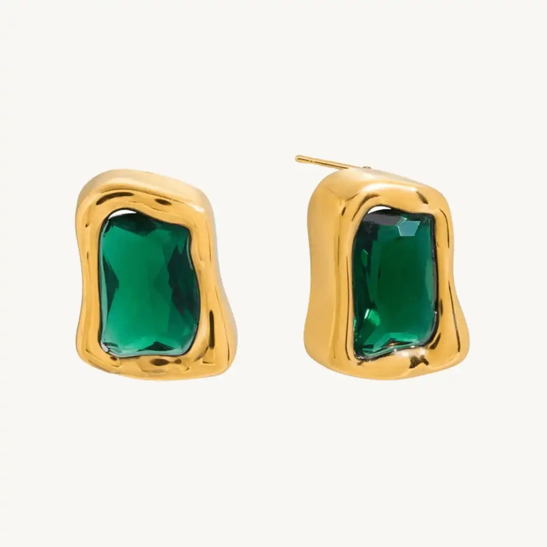 Boucles d'oreilles Carrés zircon dorés intemporels