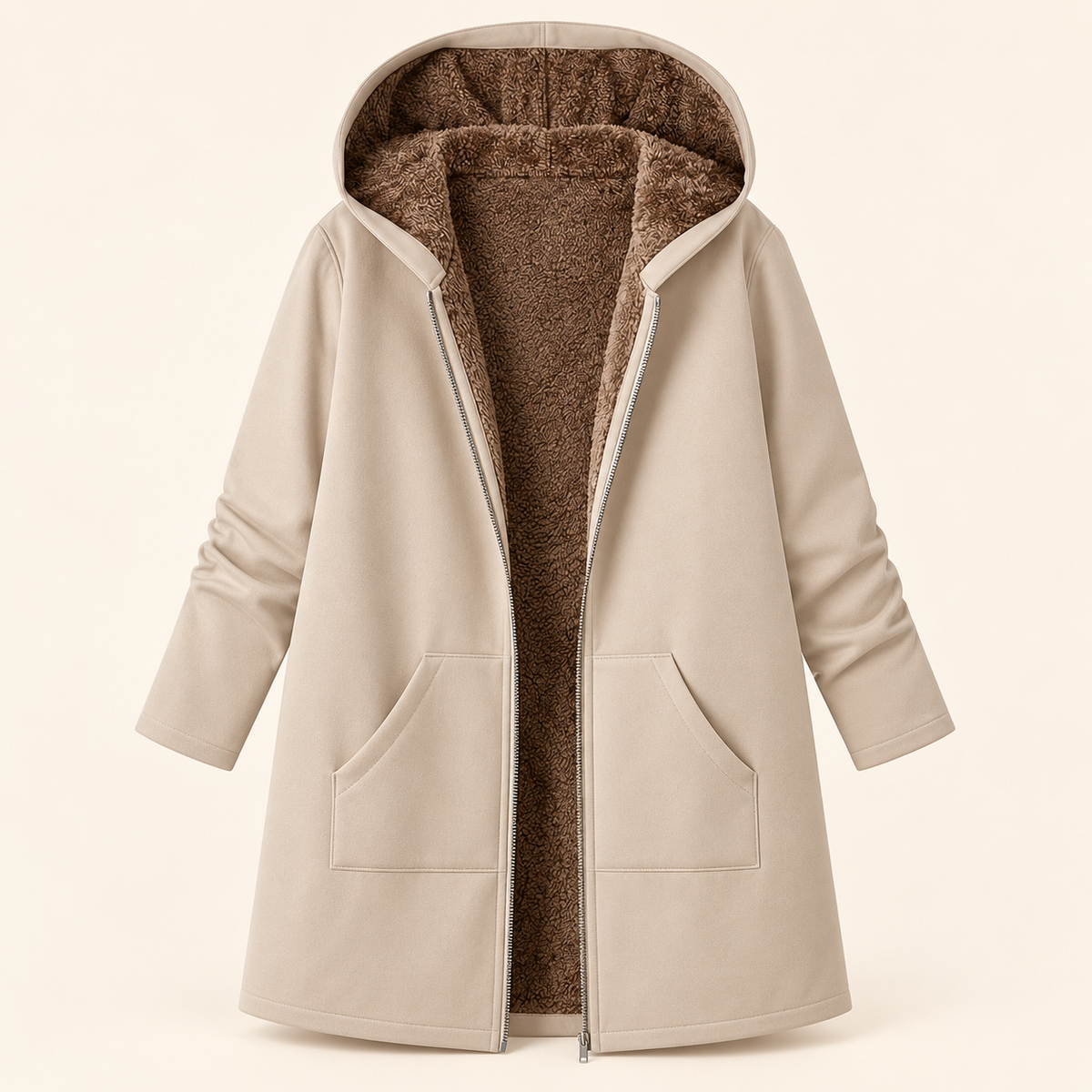 Evelyn | Manteau douillet à capuchon doublé sherpa
