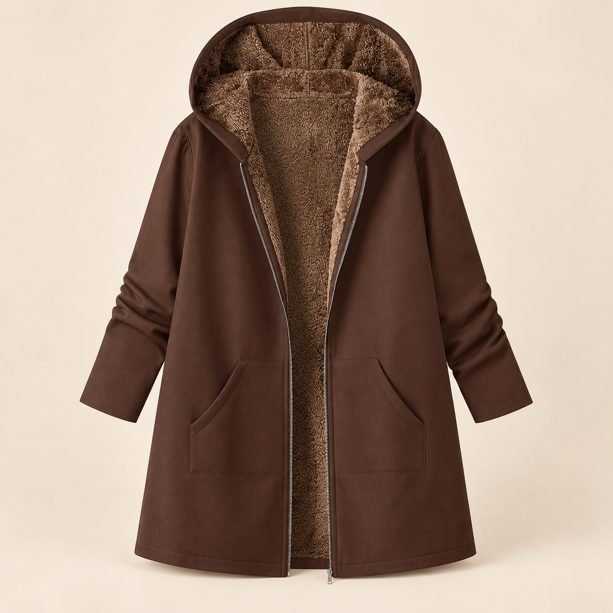 Evelyn | Manteau douillet à capuchon doublé sherpa