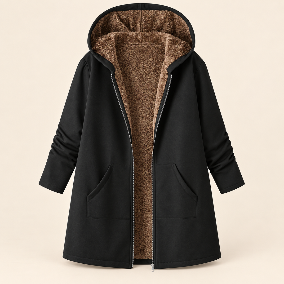 Evelyn | Manteau douillet à capuchon doublé sherpa