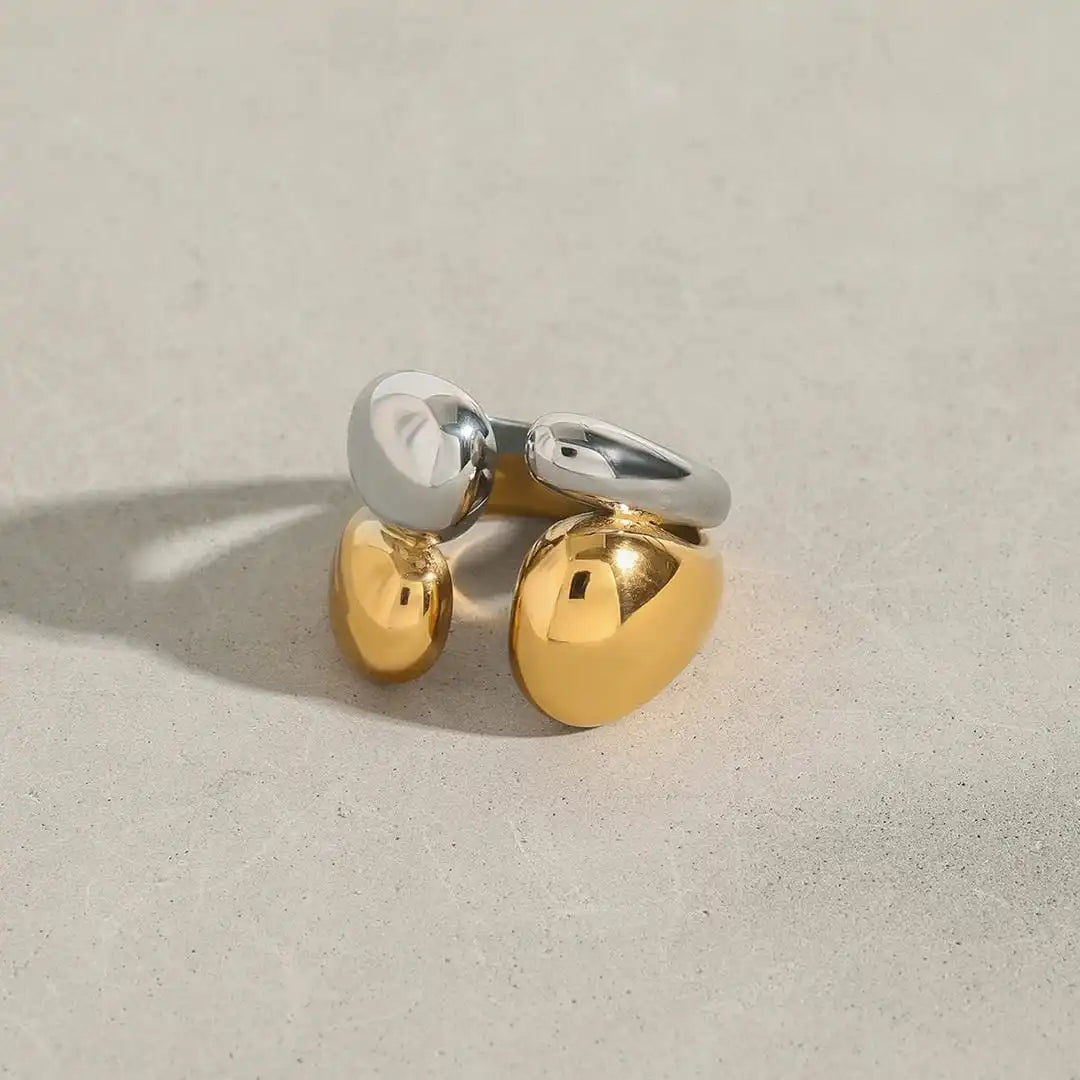 Bague empilable bicolore or et argent